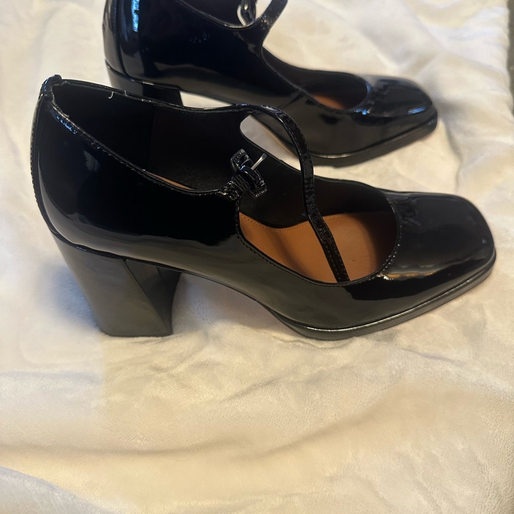 Donald J. Pliner Black Patent Mary Jane Pumps with Ankle Strap - Picture 5 of 5